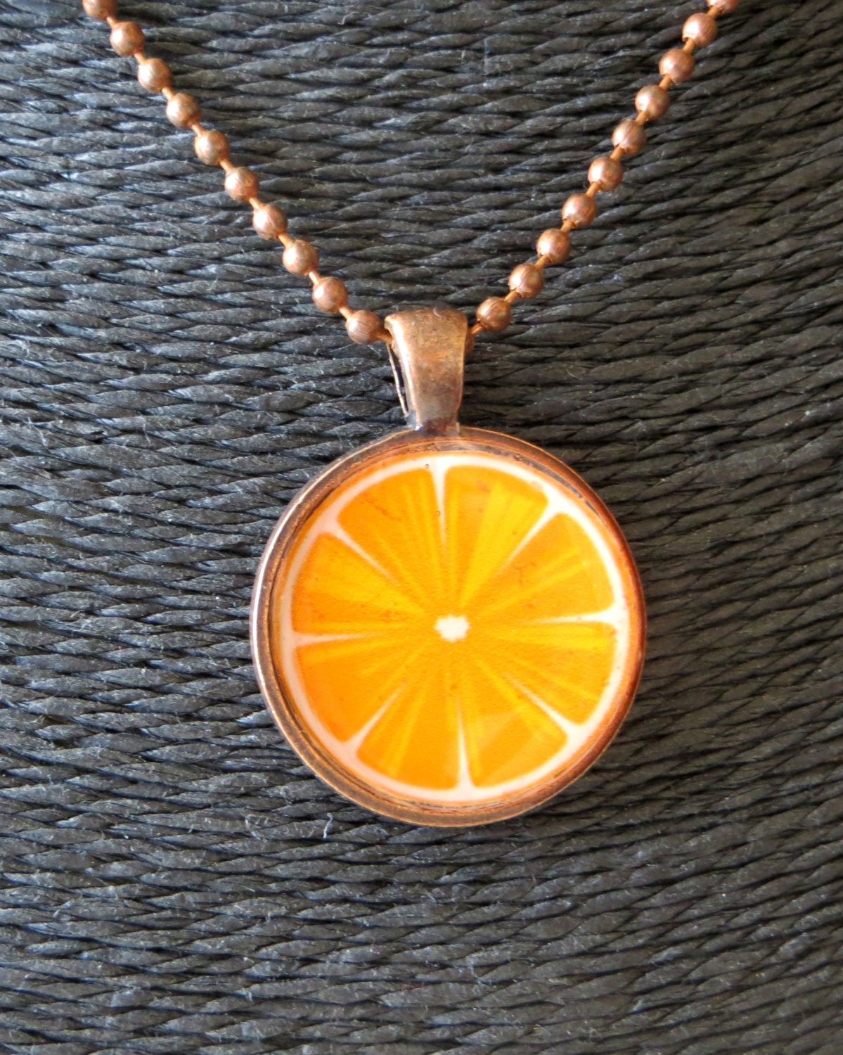 Orange Slice Resin Pendant Necklace Orange Fruit Necklace