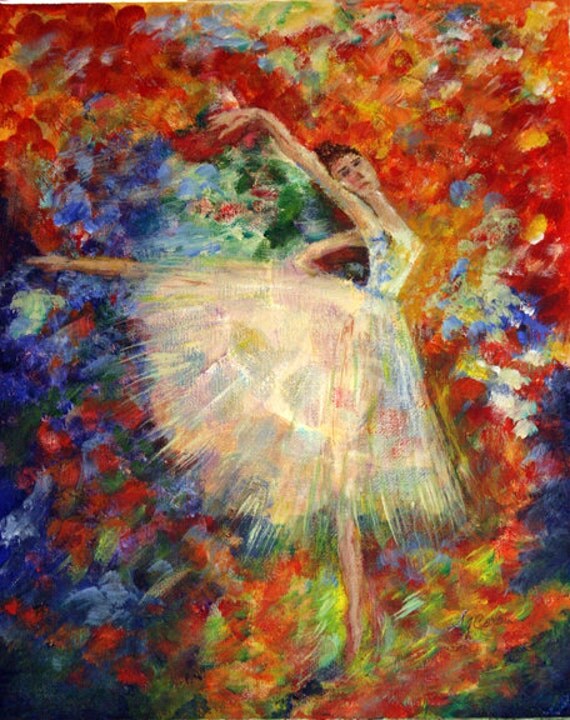 Ballet Painting Impressionistic Ballerina Female Figure Dancer