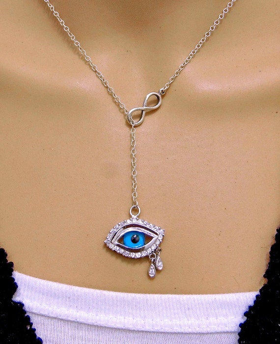 Sterling Silver Third Eye Pendant Charm Chain Necklace by deemoda