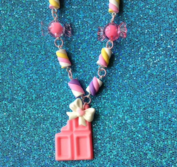Lovely Sweets Pink Chocolate Bar Necklace by