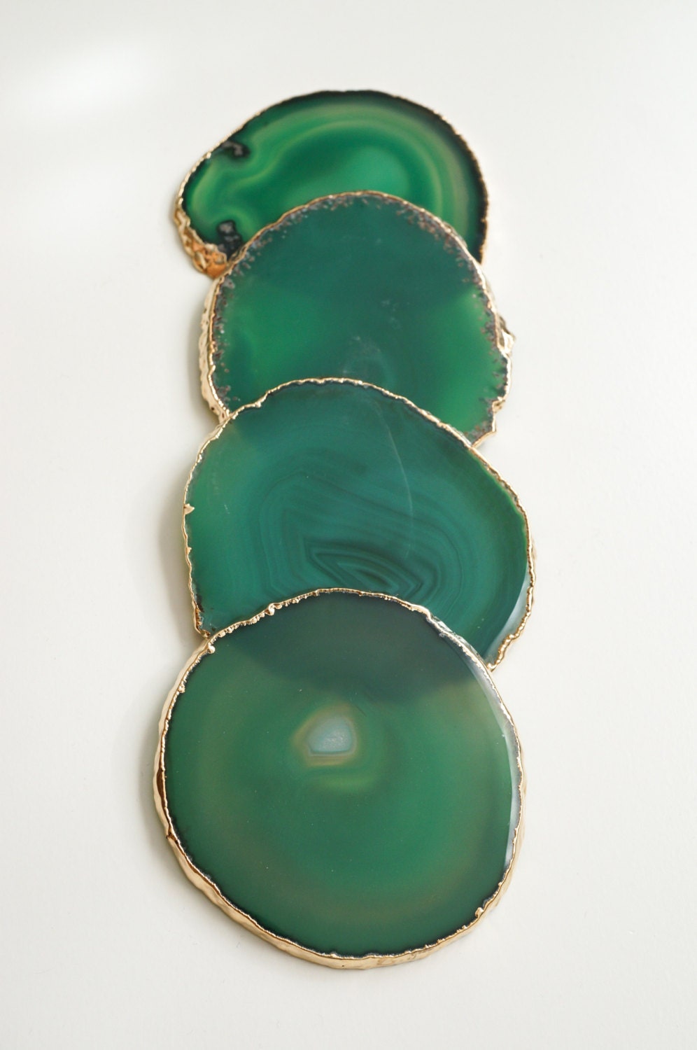 GREEN agate coasters. emerald geode coasters. gem coasters.