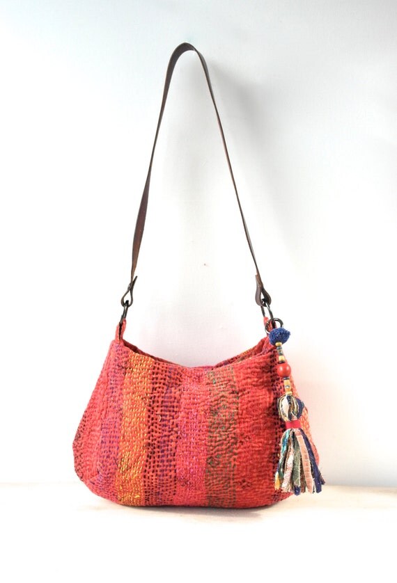 ... bag, kantha quilt bag, indian bag, shoulder bag, recycled bag, ooak