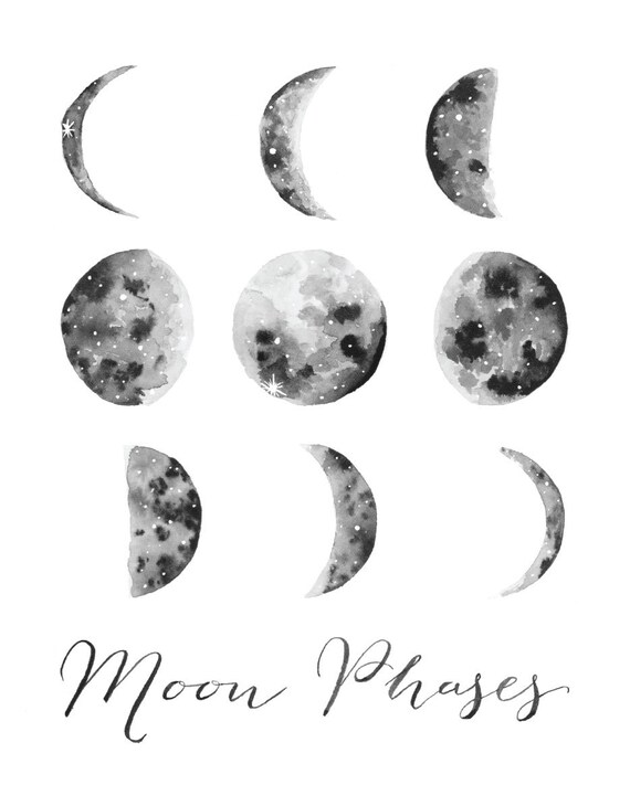 Items similar to Moon Phases Illustration - Vertical on Etsy