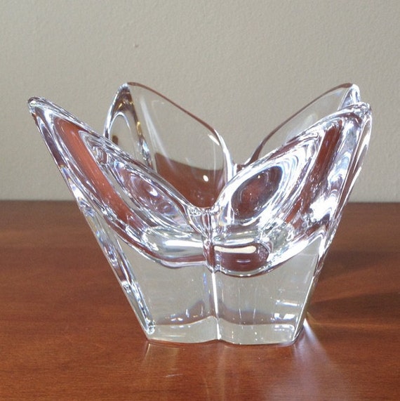 Orrefors Lotus Bowl Signed. Lead Crystal 33/4 T x