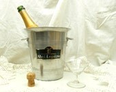 Vintage French Metal Champagne Ice Bucket Abel Lepitre and Prince A de Bourbon Parme with 2 Handles / French Decor / Chateau Chic