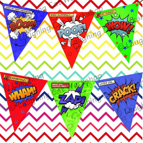 Superhero Banner Superhero party Printable Super hero Banner