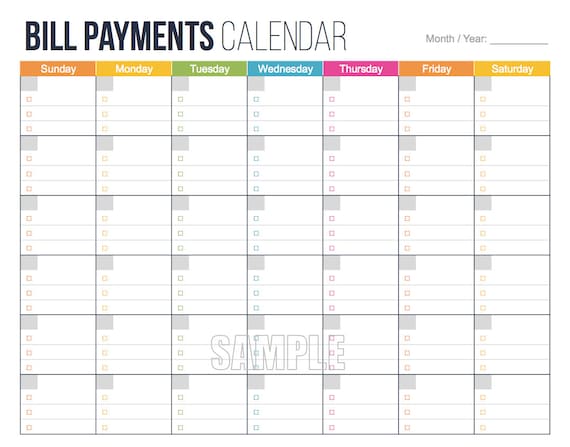 2016 weekly budget calendar