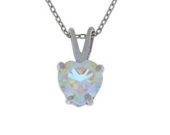 1 Carat Mercury Mist Mystic Topaz Heart Pendant .925 Sterling Silver Rhodium Finish