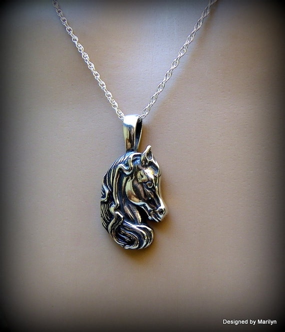 Sterling silver horse head pendant western wedding western