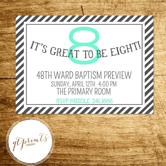 Baptism Preview It's Great to be 8 Invitation Printable