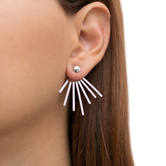 Silver front back earrings Clearance