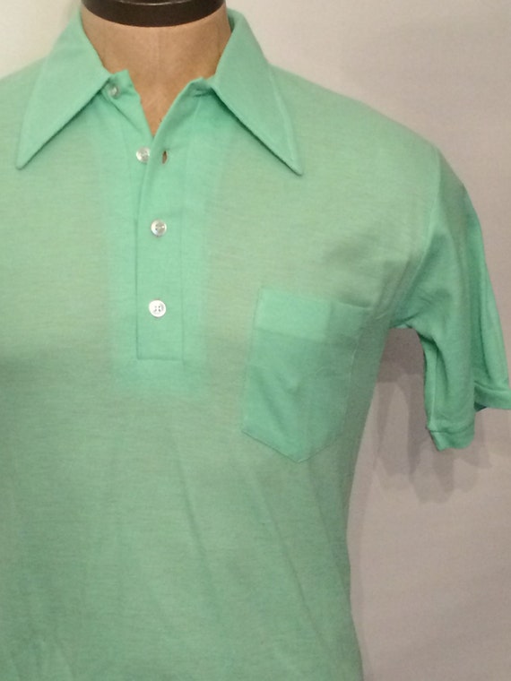 Vintage MENS John Blair Menswear light green chest pocket polo