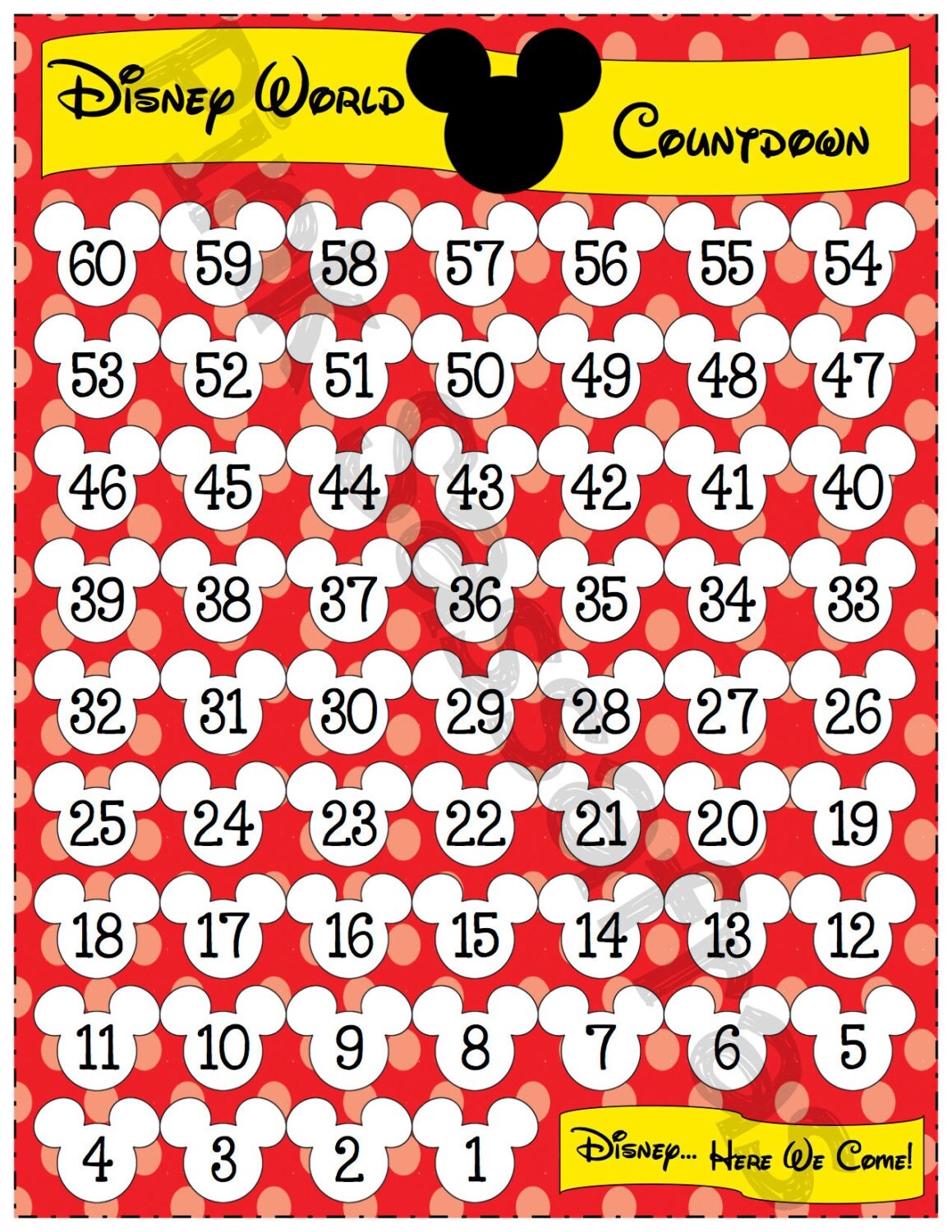 Mickey Mouse Disney World 60 Day Printable Countdown Mickey Mouse Disney World 60 Day Printable Countdown