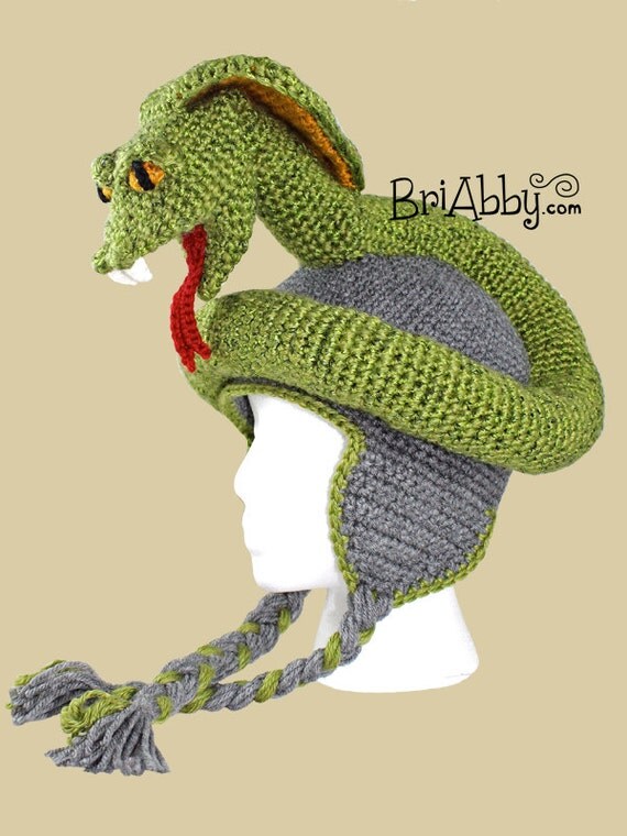 Items similar to Crochet Cobra Snake Hat (46 years and Medium Adult