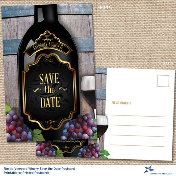 Rustic Vineyard Winery Save The Date Postcard, Printable Or Printed (us 