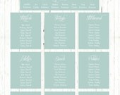 Wedding Table Plan / Seating Chart - Bohemian Beach Sea Green Style