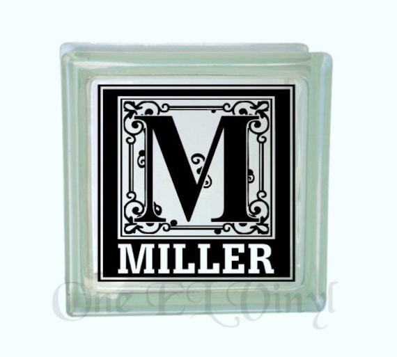 Monogram Glass Block Decal Personalized Custom Decal Vinyl