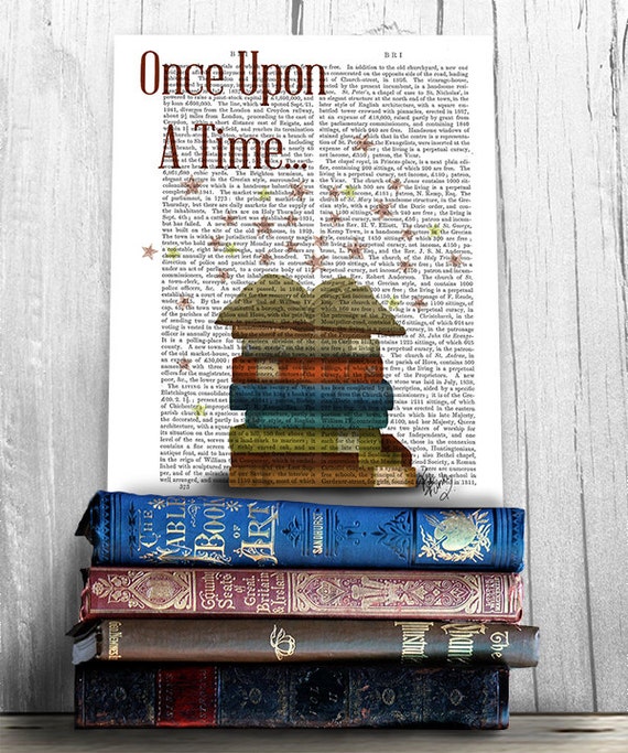 Once Upon a Time book  page art book  nerd gift for book  lovers 