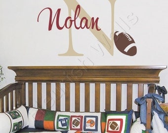Personalized Baby Boy Nursery Wall Decal - Name Footprints & Elephant Animal Series, 22x8 Inches