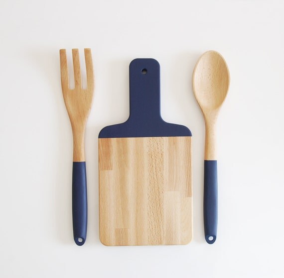 Navy Blue Paddle Cutting Board and Kitchen Utensil by ForTheHost
