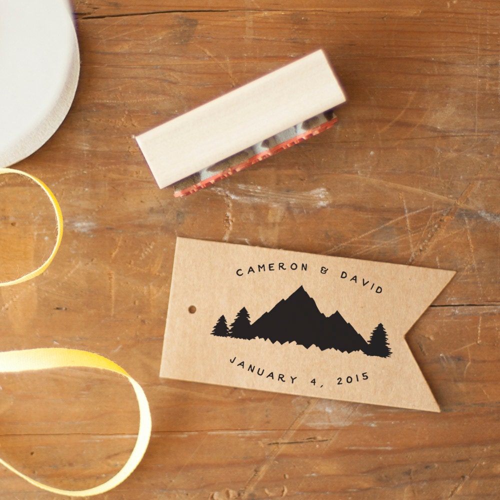 Wedding Monogram Stamp rubber stamp mountain stamp wedding