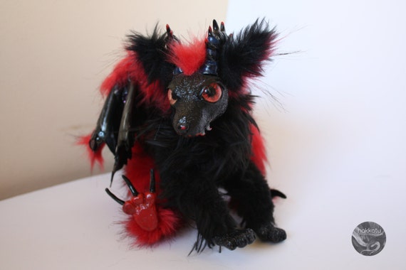 OOAK handmade Winged Wolf Demon Art Doll by Hakkatu on Etsy