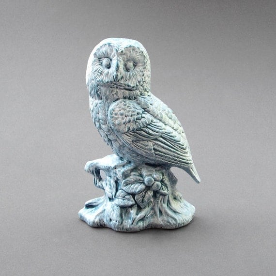 blue and white owl figurine