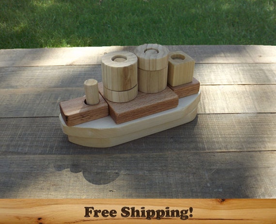 wooden boat puzzle developmental learning building toy