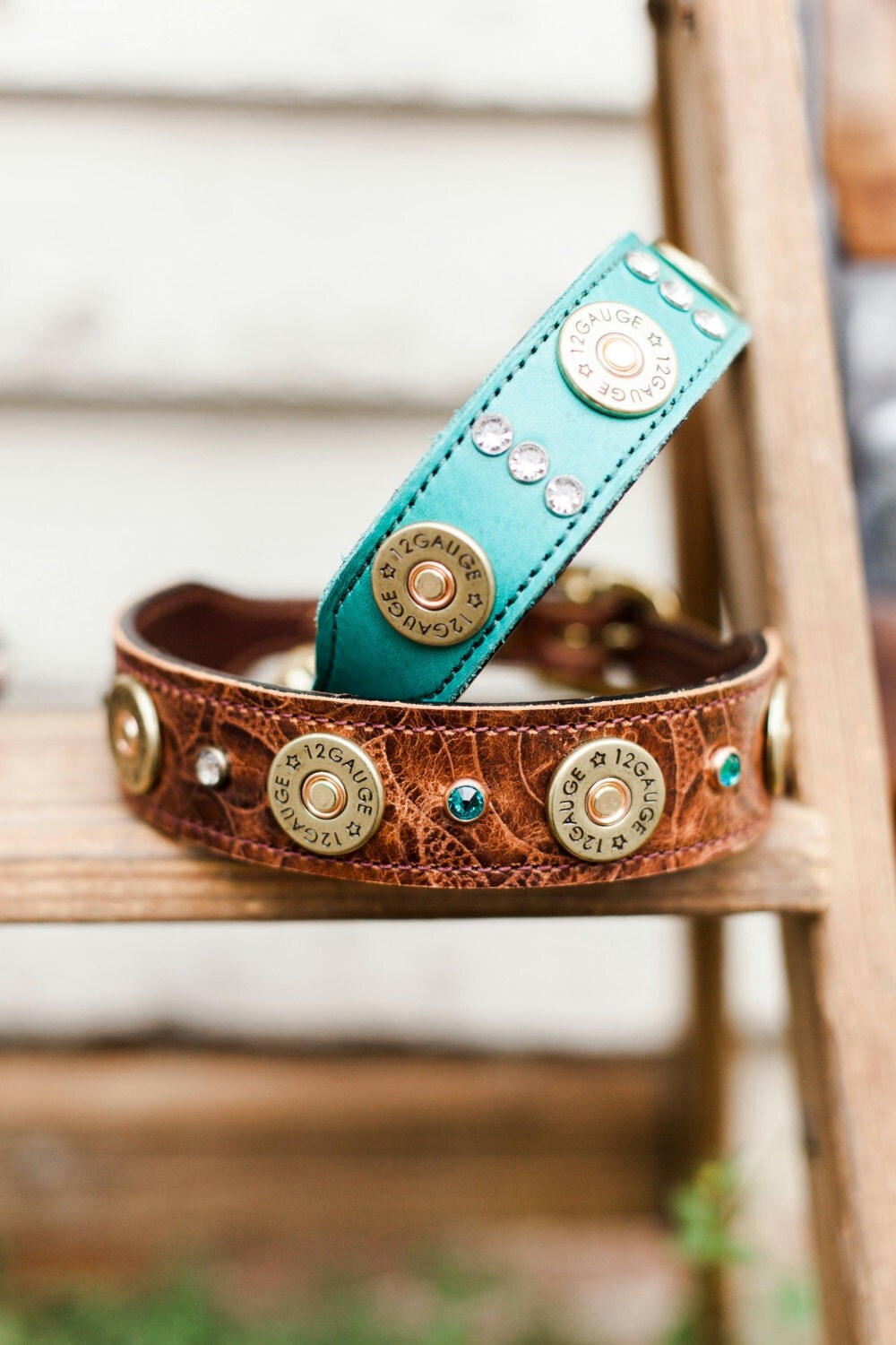 Leather Dog Collar // 12 Gauge Shotgun Shell Dog Collar