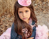 Pink Top Hat- Couture Fedora Girl First Birthday Costume- Photo Prop- Whimsical Feathers Flowers Bow Headband