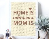 Mother's Day Wall Art Printable ,Typography Print Digital Print, DIY Poster with flowers pattern backround, Instant Download,spring download