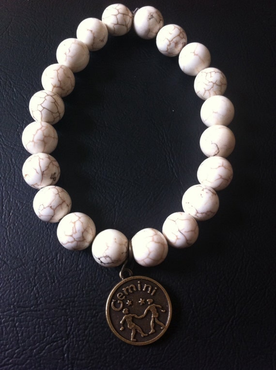 Gemini Howlite Gemstone Bead Zodiac Sign by ELEVEN26Jewelry