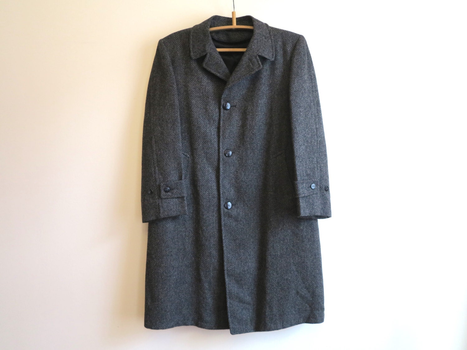 Robert Hall Clothes Men's Grey Overcoat 100% Wool Coat