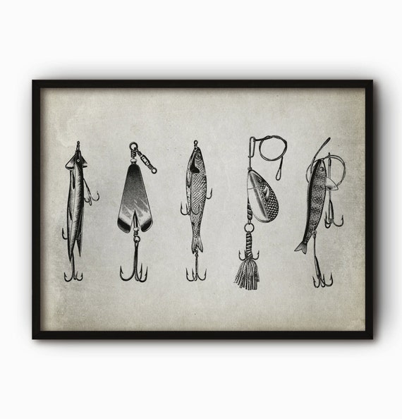 Fishing Lure Art Print Vintage Angling Lures by FalconPrints