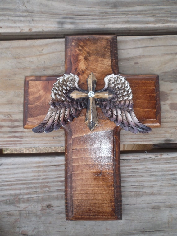 Angel Wings Cross Wood Decorative Wall Cross by TwistedRDesign