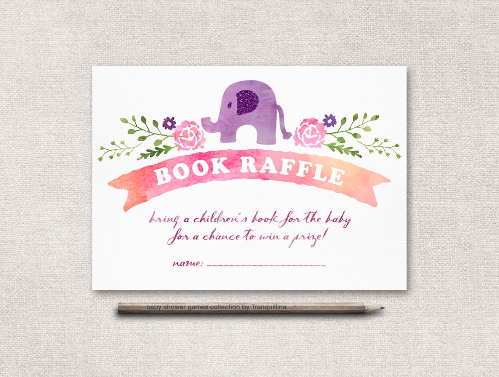 Book Raffle Card Printable Baby Shower Book Raffle Girl Baby