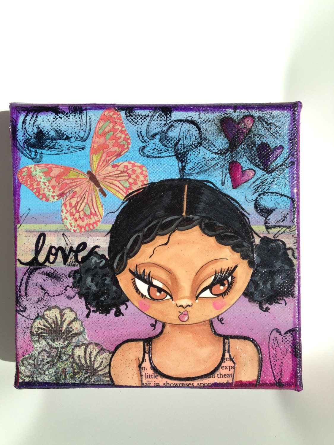 Natural Hair Art LOVE African American Wall Art Mixed by Boricubi