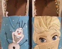 Frozen painted shoes, else, olaf, disney - il_214x170.772792608_enx7