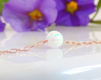 White Opal Necklace, Opal Necklace, Rose Gold Opal Necklace, Tiny Opal necklace, White jewelry, Opal Jewellery.