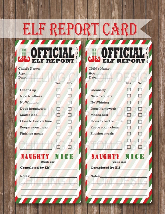 Printable Elf Report Card