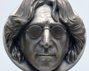 John Lennon portrait wall-hanging sculpture cast in bronze, brass or aluminium