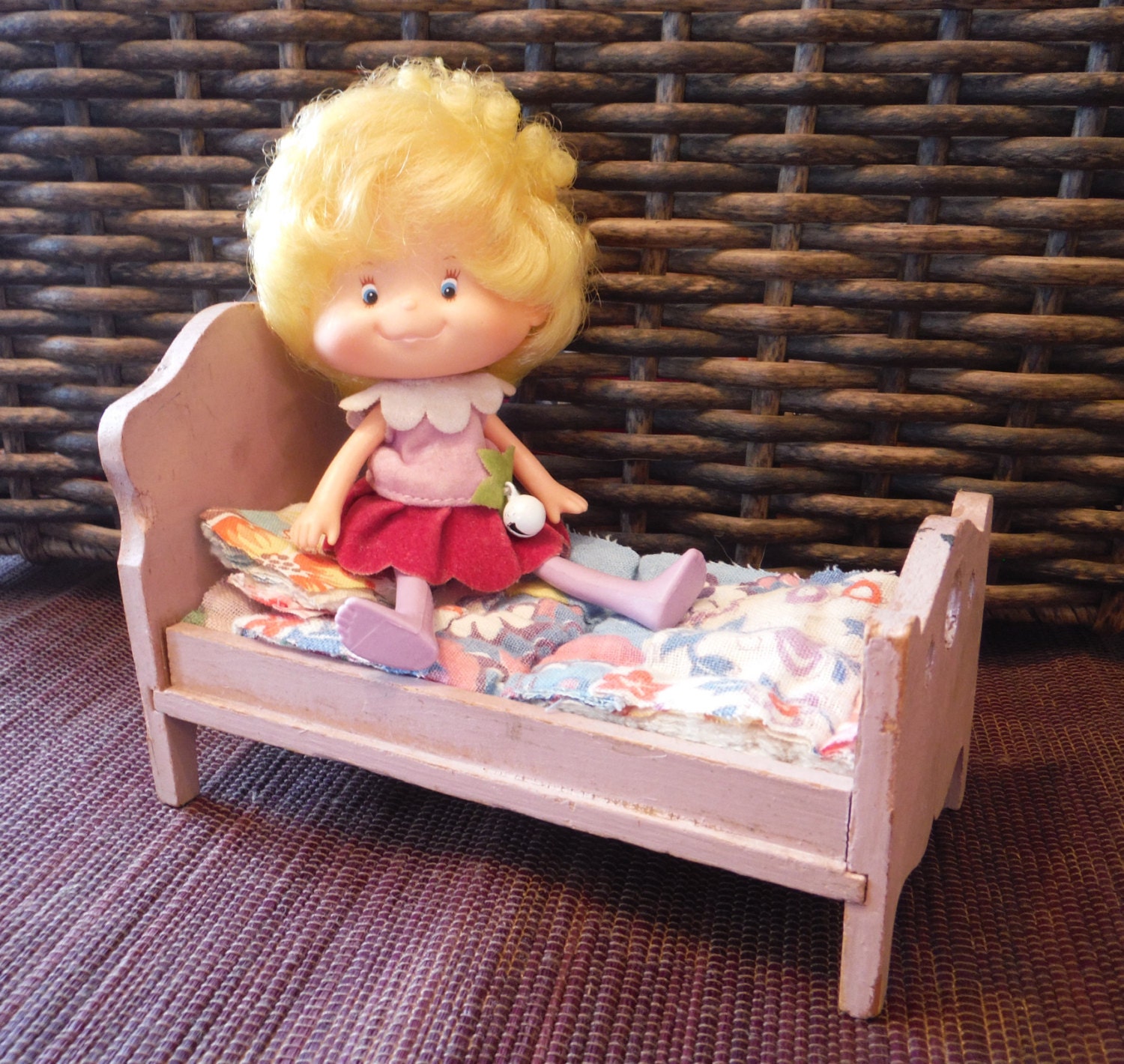 Vintage Pink Wood Doll Bed Vintage Doll Bed Vintage Doll Furniture
