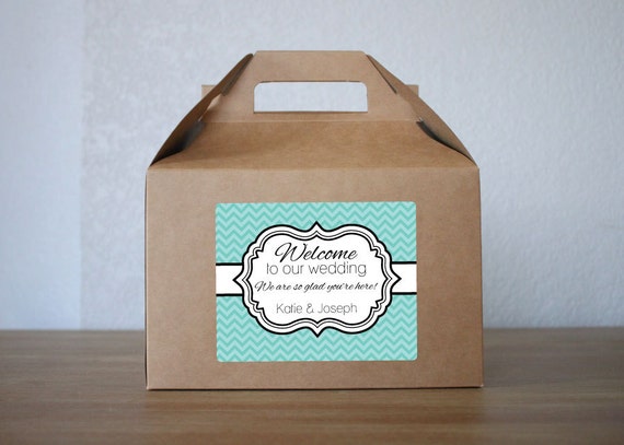 Download Wedding Welcome Gable Box with Labels Chevron Welcome Boxes Large Gable Box Personalized Wedding ...