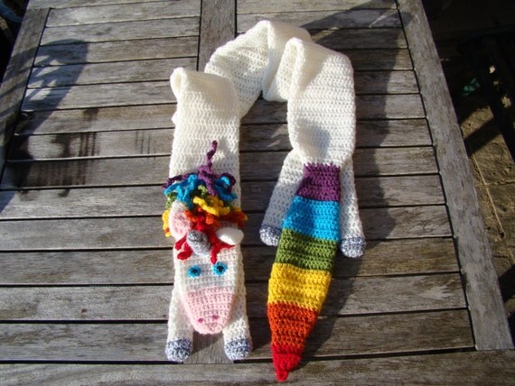 ... Scarf unicorn magic novelty cosplay rainbow cute kawaii crochet pride