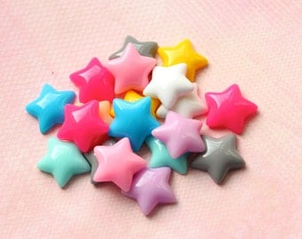 Puffy Star Cabochons Flatback Embellishments Kawaii Decoden Resin