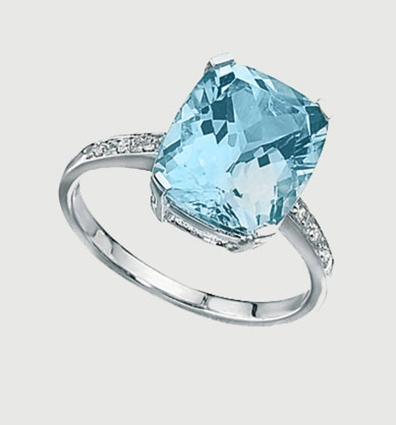 Diamond Sky Blue Topaz Engagement Ring // Diamond and by ArahJames