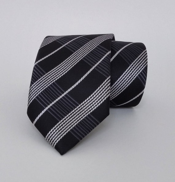 Tie Black and White Men's Necktie Black and White by PeraTime