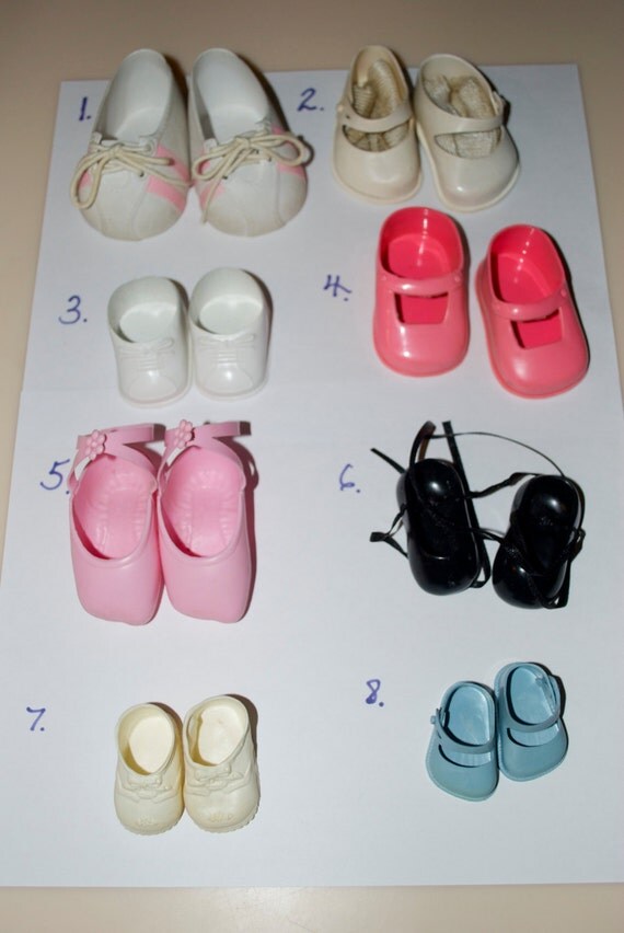 Vintage Plastic Doll Shoes Choose One Ballet Pink Black