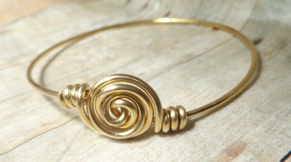 Gold Bangle Bracelet, Gold Wire Bracelet, Gold Fill Bracelet, Gold Thin ...