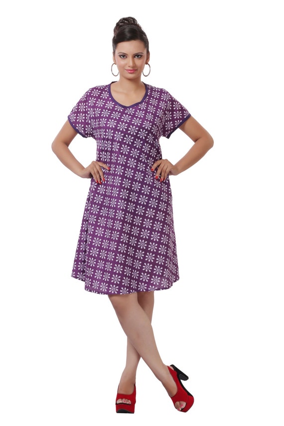 Indian Girls One Piece Dress Women Deep Purple by JaipurKalaKendra